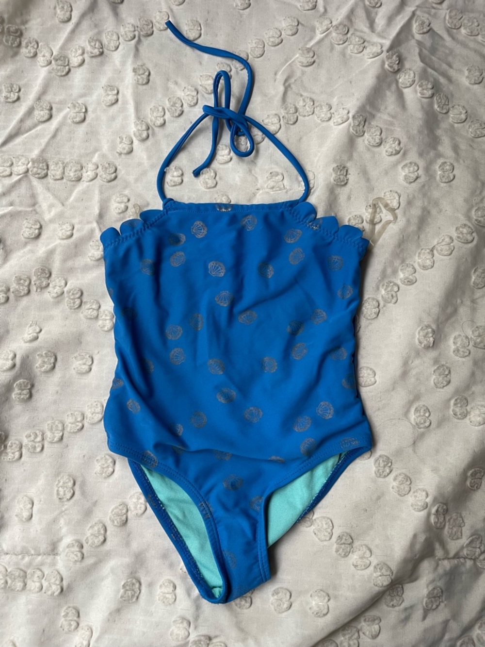 Limited Too Bright Blue Halter One-Piece Swimsuit with Aqua Lining